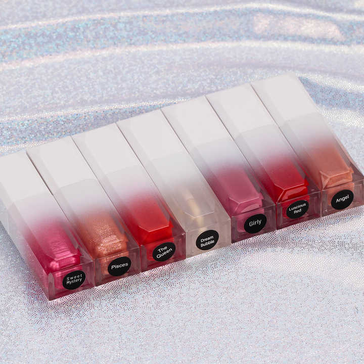 لون أبيض متدرج لطيف أنبوب مستحضرات تجميل أحمر شفاه Cute White Gradient Color Cosmetic Tube Matte Liquid