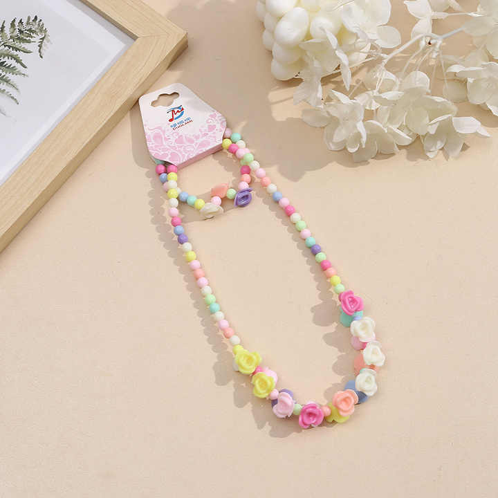 Cartoon Flowers Girls Toy Jewelry Set-مجموعة مجوهرات