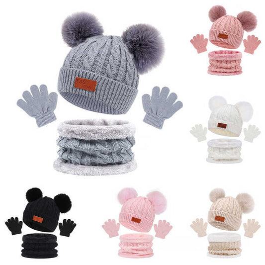 Baby Accessories 3-Piece Baby Hat with Scarf for Winter