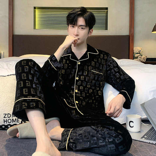 بيجامات رجالية جديدة للربيع بأكمام طويلة من . SAMWESTART New Spring Men's Long-sleeved Pajamas