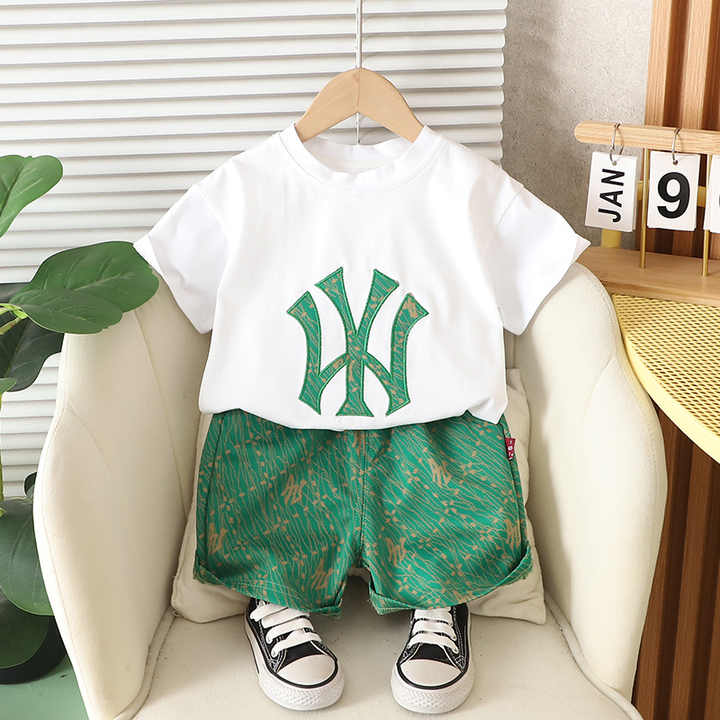Short Sleeve Suit Boy T-shirt Baby-بدلة أطفال مختلطة
