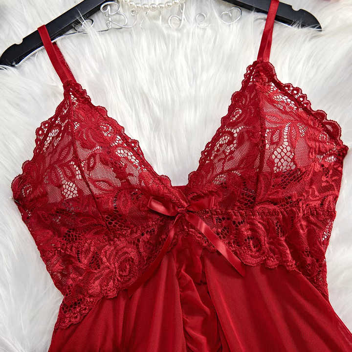ملابس داخلية شفافة حمراء مثيرة ملابس داخلية نسائية ملابس نوم Sexy Red Transparent Lingerie Women's Underwear Lace