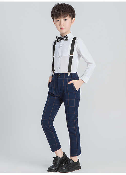 فستان أطفال للربيع والخريف طقم وزرة للأولاد زهرة فستان زفاف بيانو للأطفال Children's Spring and Autumn Dress Boys' Overalls Set Flower Children's Piano Wedding Dress