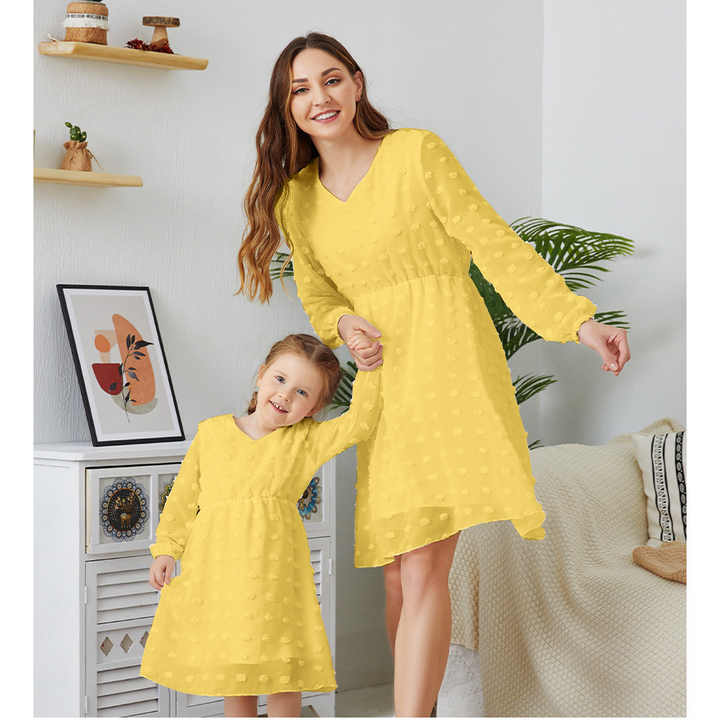 Children's Clothing from Seller Long Sleeve Chiffon Dress for Mother and Child Matching Outfits