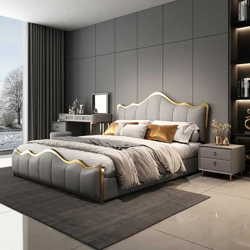 سرير غرف نوم من الجلد