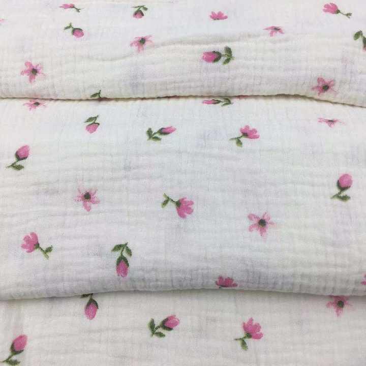 Flora Printed Fabric for Ladies' Dresses & Skirts A famous French cotton fabric with two layers of gauze
