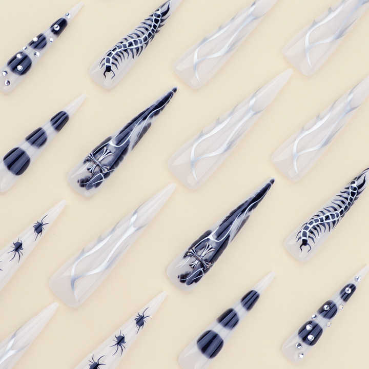 Pcs Spicy Girl Silver Flame Long Pointed-أظافر سبايسي جيرل