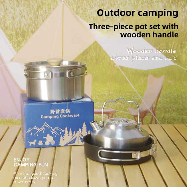 Portable Stainless Steel Camping Soup-مجموعة أواني حساء