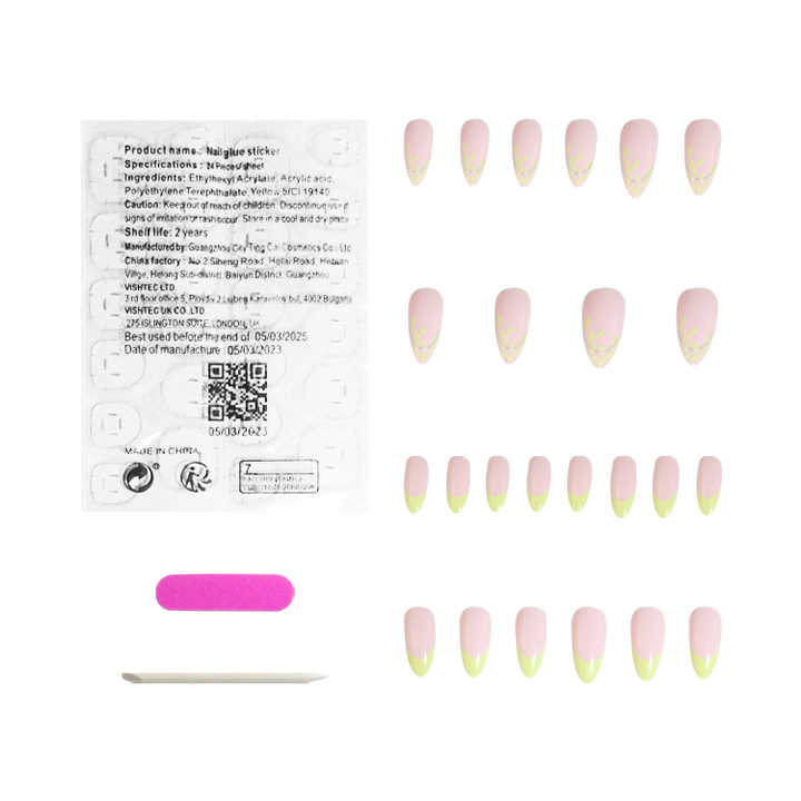 Almond-shaped artificial nails - French Tips Press On Nails