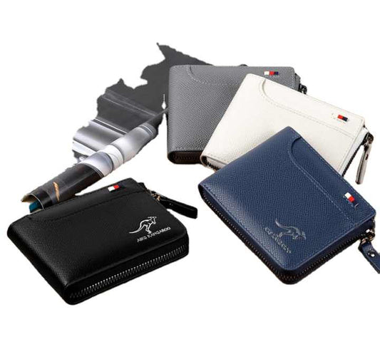 محفظة رجالية جلدية رفيعة بتصميم مصمم . Designer Slim Leather Men's Wallet, RFID Blocking