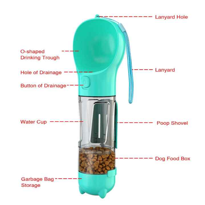 Pet Dog Water Bottle Feeder Bowl, Portable Food Bottle,