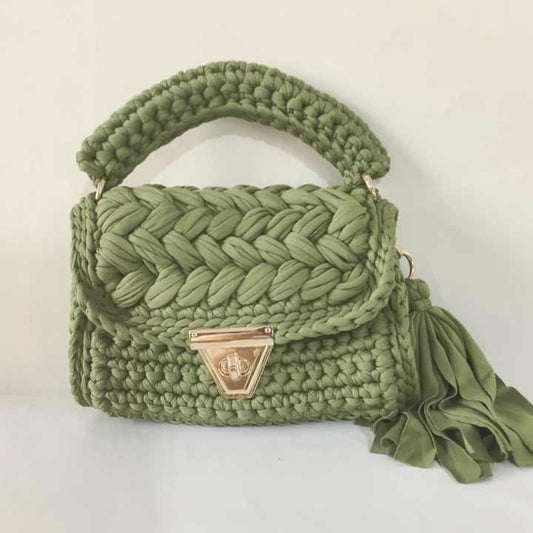 حقيبة كتف نسائية جديدة من القماش المخطط يدويًا منسوجة يدويً