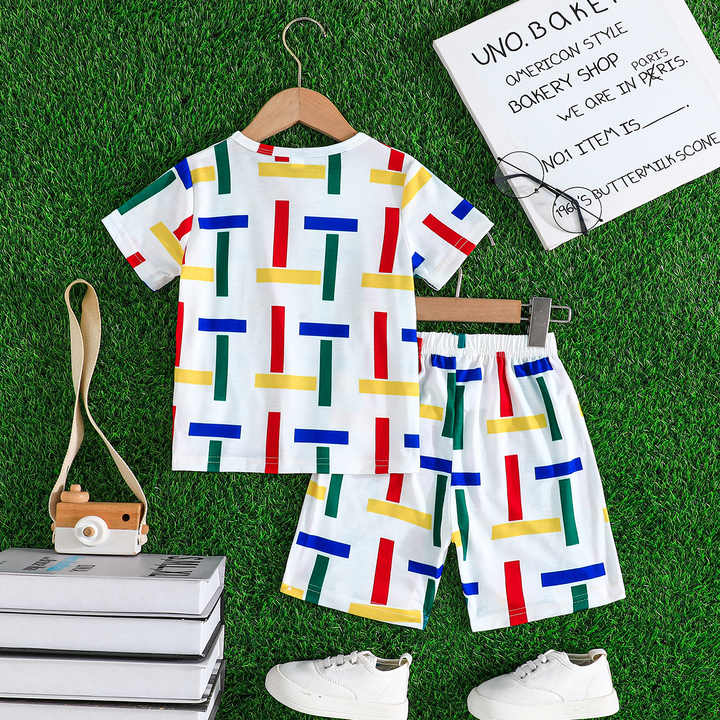 ملابس أطفال كاجوال صيفية بأكمام قصيرة . Summer Casual Children's Clothes Short Sleeve Letter
