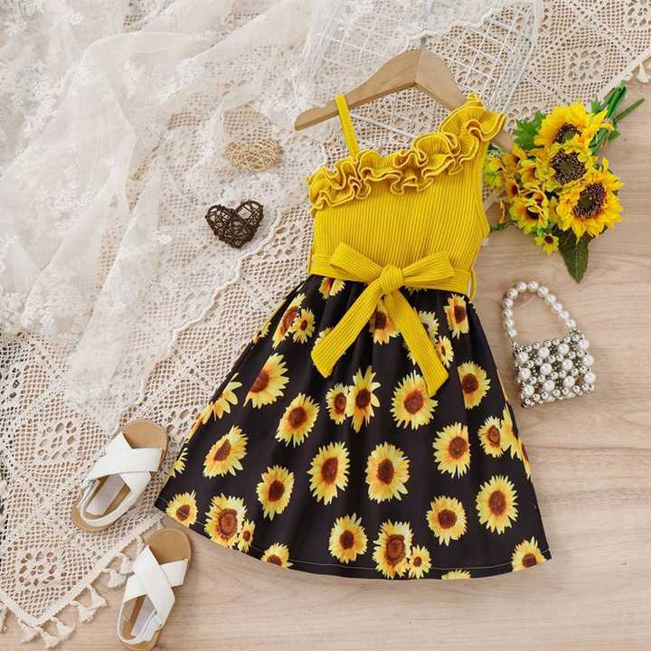 Elegant girls dress, children's summer clothes فستان بناتي أنيق ، ملابس صيفية للأطفال