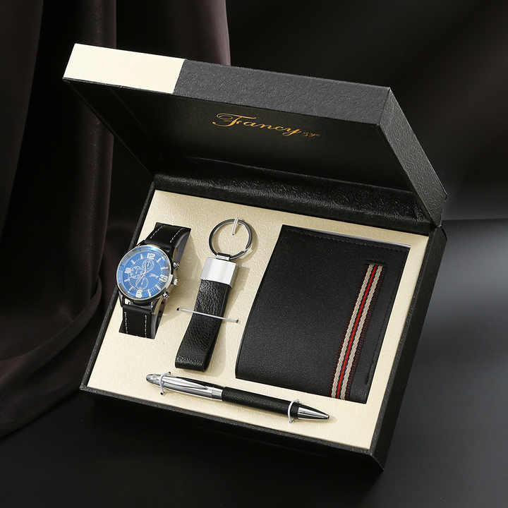 IStapromo Luxury 4 Piece Men's Watch Set with Wallet