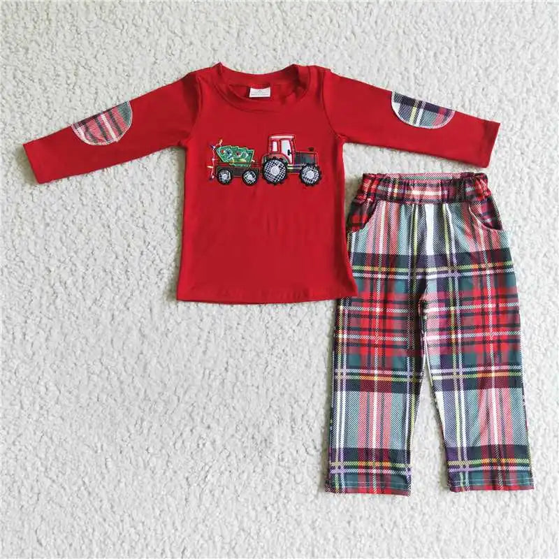 Embroidered long-sleeved children's pajamas