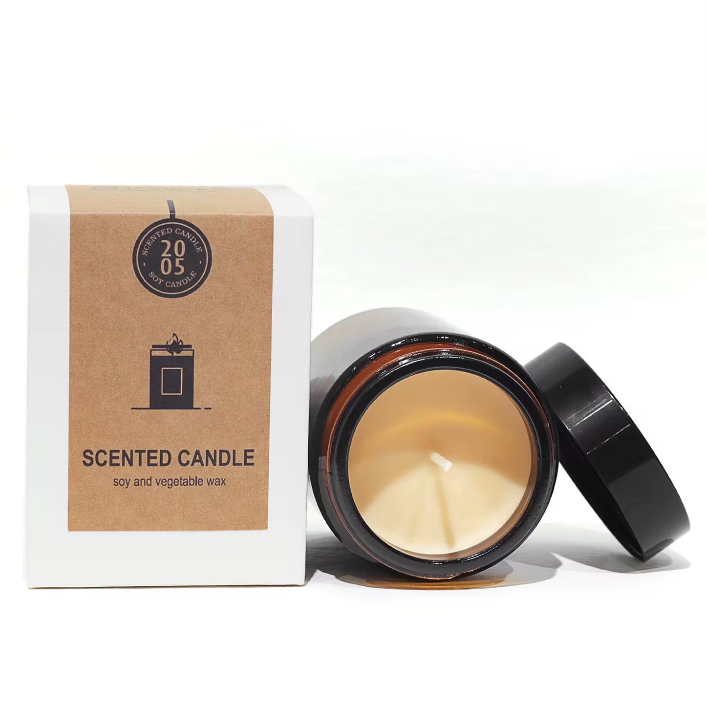 Scented glass candles, miscellaneous supplies