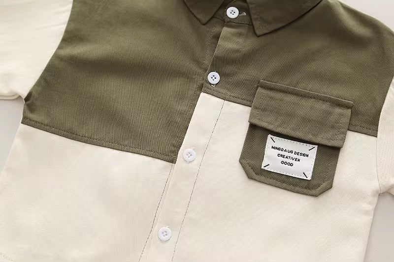 Boys' autumn-colored pants, two-piece set