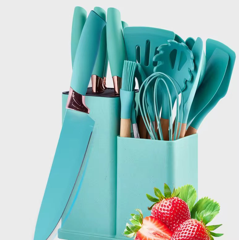 مجموعات أواني ملعقة مطبخ بمقبض خشبي - Sets Kitchen Spoon With Wooden Handle