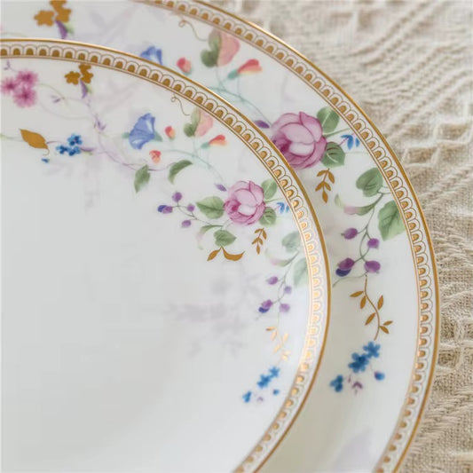 Floral Decal Colorful Ceramic Dinnerware Sets