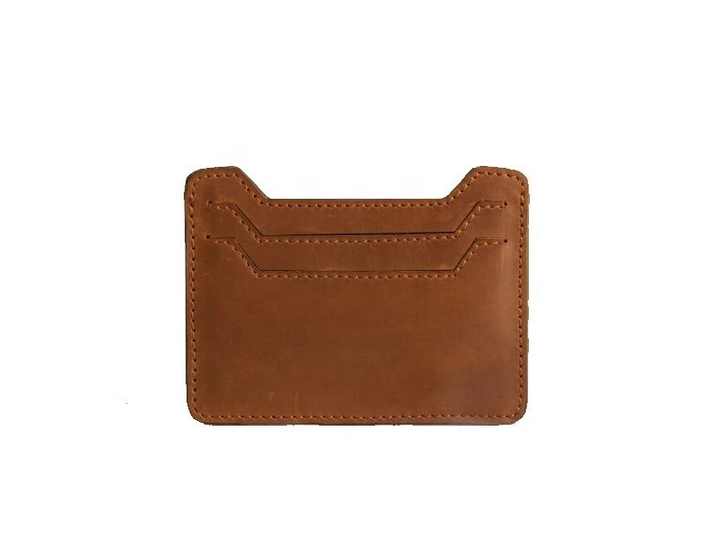 Leather Credit Card Holder Money Clip RFID Blocking.