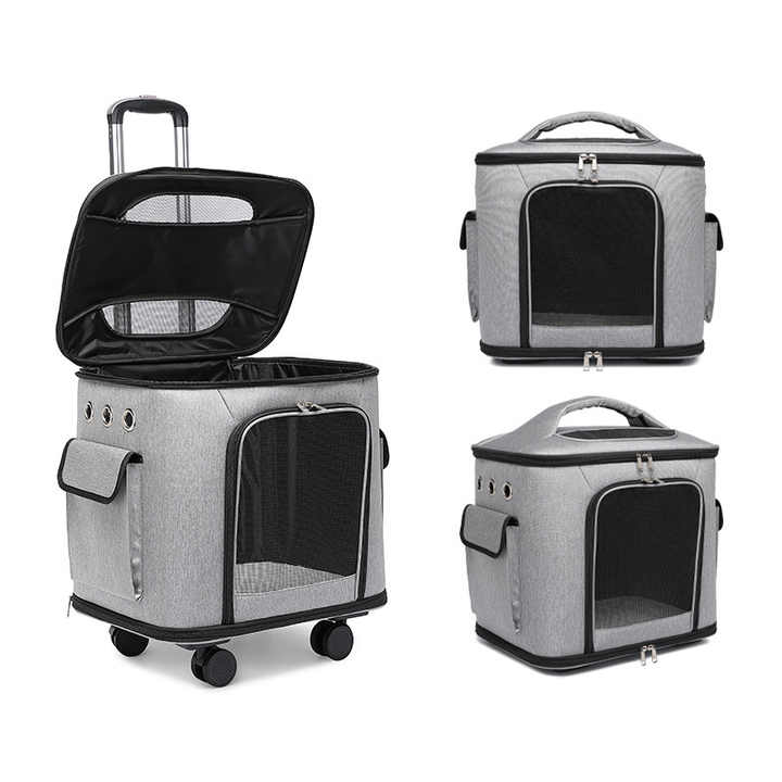 Breathable Bag Pet Cat Dog Suitcase with Trolley Pet Travel Supplies