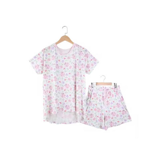 طقم ملابس نوم نسائية قطنية أنيقة مع بيجامة ناعمة Women's Cotton Sleepwear Set with Soft Long Sleeve Pajamas