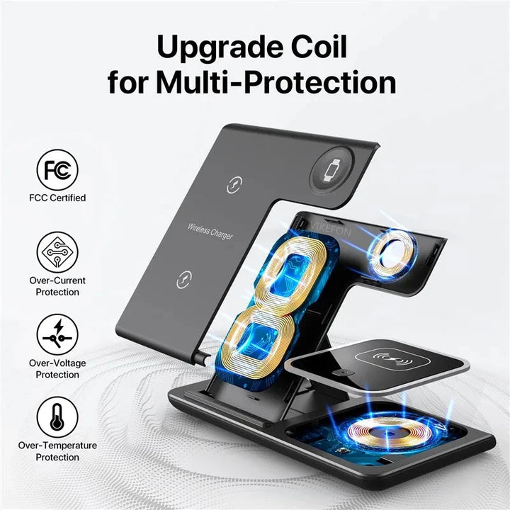 3 في 1 وسادة قابلة للطي وسريع لهاتف آيفون 13 12 11 Pro Max ساعة أبل 1-8 Airpods 3 23 حوامل هواتف