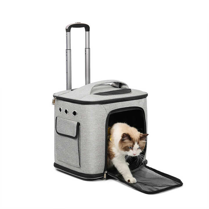Breathable Bag Pet Cat Dog Suitcase with Trolley Pet Travel Supplies