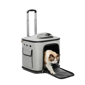Breathable Bag Pet Cat Dog Suitcase with Trolley Pet Travel Supplies