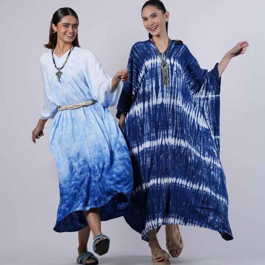 Blue Shibori Women's Kaftan