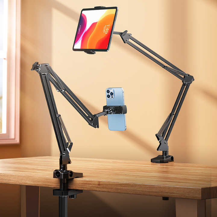 CT08 Portable Long Arm Adjustable Tablet Stand Holder for Tablet PC Cell Phone Holder 