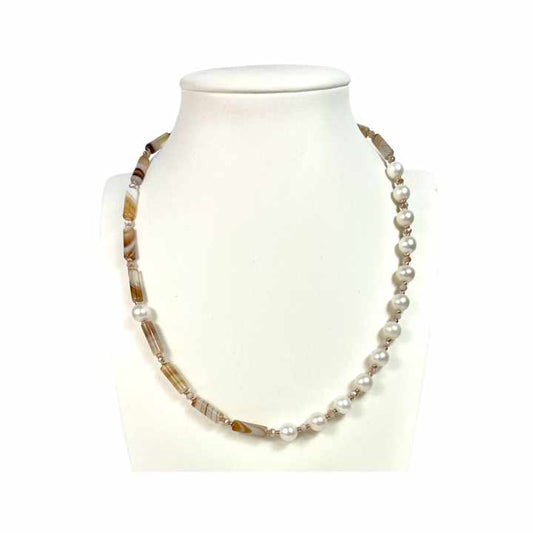 Necklace Fine Elegant Jewelry-  قلادة من العقيق واللؤل
