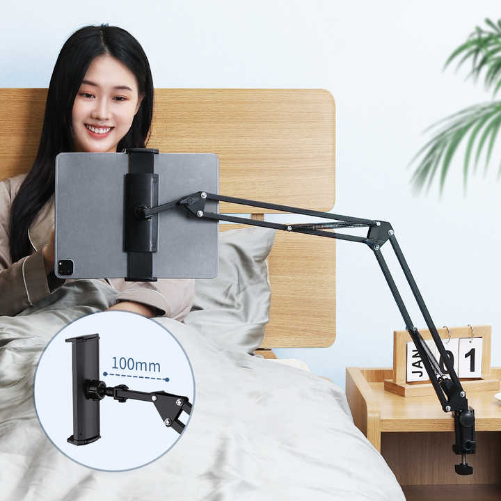 CT08 Portable Long Arm Adjustable Tablet Stand Holder for Tablet PC Cell Phone Holder 