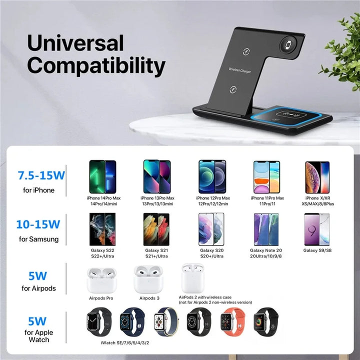 3 في 1 وسادة قابلة للطي وسريع لهاتف آيفون 13 12 11 Pro Max ساعة أبل 1-8 Airpods 3 23 حوامل هواتف