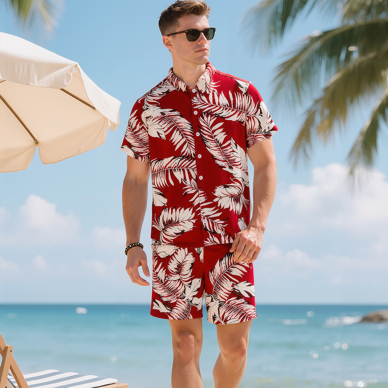 طقم قميص صيفي مطبوع بالزهور