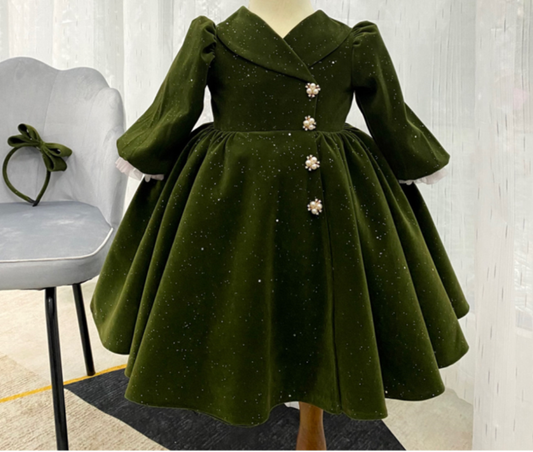 فستان بنات مخملي