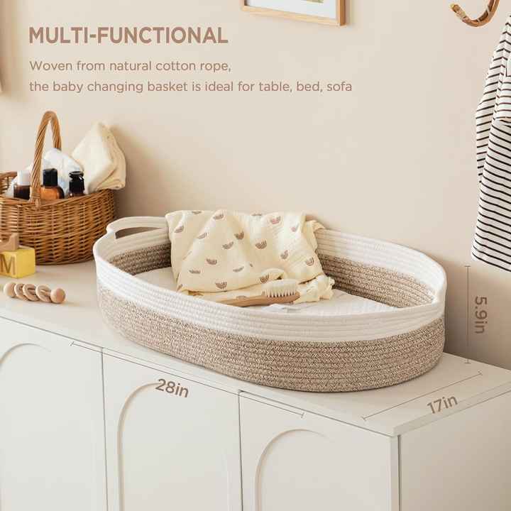 Quality Changing Baskets for Newborns, Waterproof, Woven Cotton Rope 