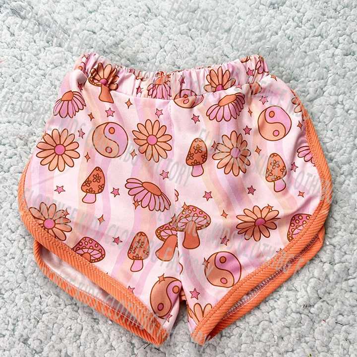 DH ODM Cute Bamboo Mushroom Print Summer Baby Girls Formal Clothes Sets 