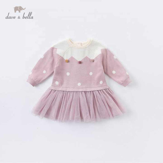 Children's Clothes Kids Knitted Dress Mesh Dress- فستان دافبيلا الخريفي للبنات