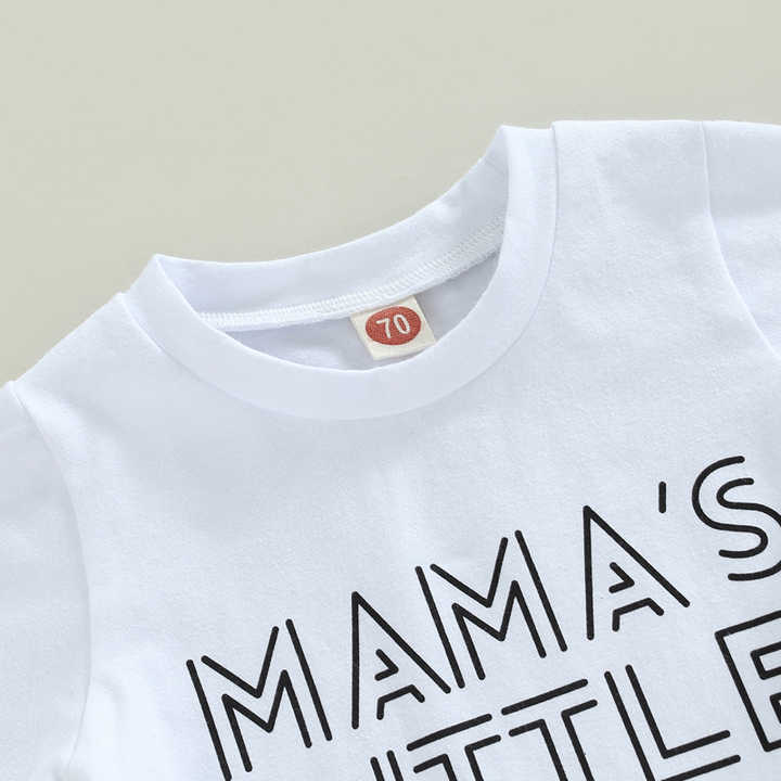 White Letter Short Sleeve Design -طقم ملابس صيفي