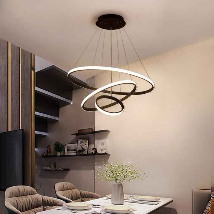 Luxury Decor Round Pendant Light for Living Room 3 Rings 