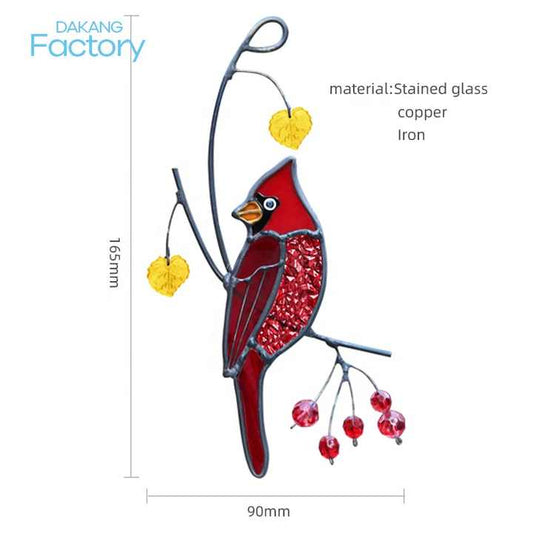 Cardinal Bird Colorful Glass Suncatcher Christmas Gifts Handmade Ornaments Home Decor Pendant Hanging Decorative Items 