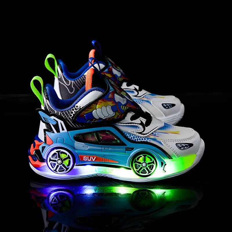 Unique Design Cool Kids Led Light Running Basket Walking Shoes Boys Black Sneakers With Wheels For Teenage Boys 