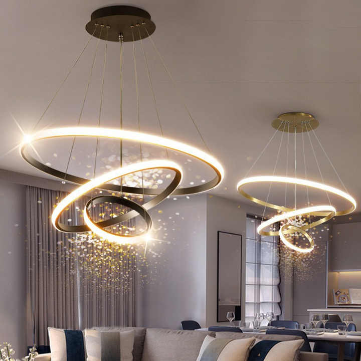 Luxury Decor Round Pendant Light for Living Room 3 Rings 