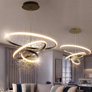 Luxury Decor Round Pendant Light for Living Room 3 Rings 