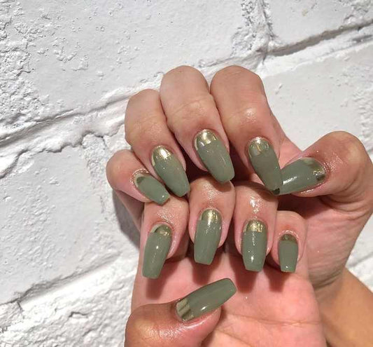 Short Matcha Green False Nails, 24 Pieces - Nails 