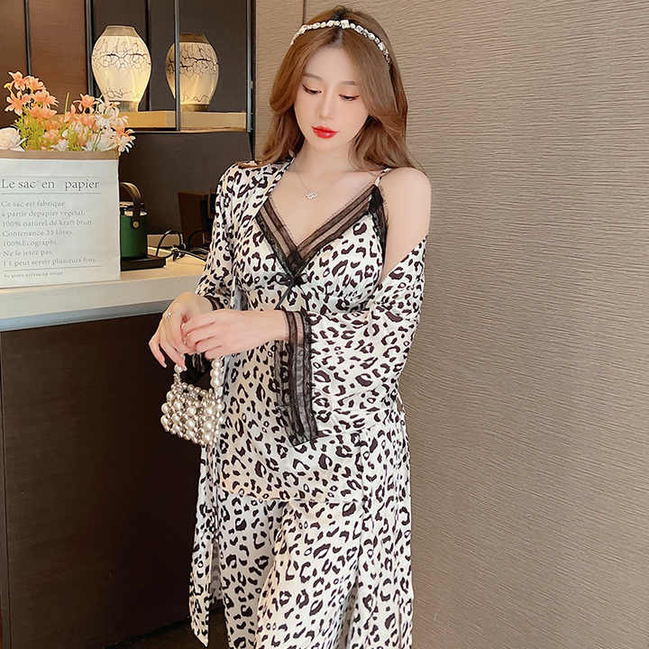 Sexy Satin Lace Pajamas 3 Pieces