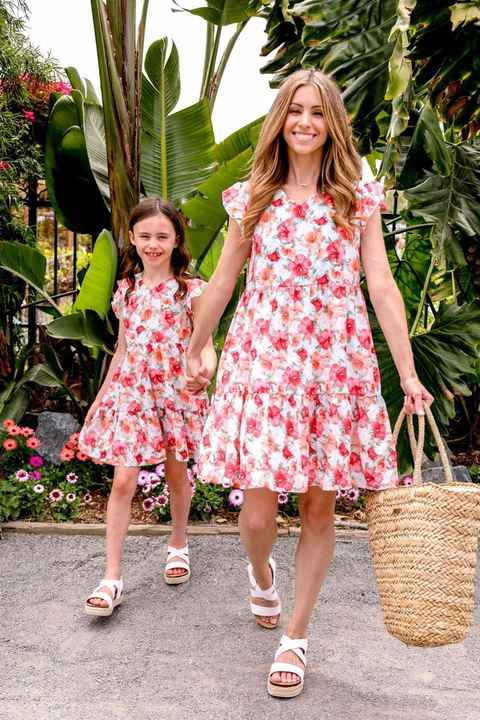 Mommy and Me Floral Print Matching Dress 