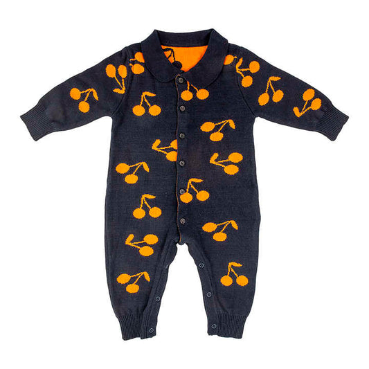 Cotton Jacquard Knitted Romper Jumpsuit 